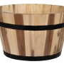 Runder M Collections Pflanztopf Acacia Barrel, 46 cm, aus Akazienholz mit schwarzen Zierbändern.