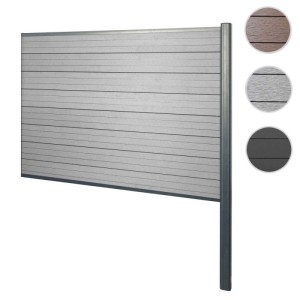 MCW WPC-Sichtschutz Savoie Erweiterungselement mit Alu-Pfosten zum Einbetonieren, 185 cm.