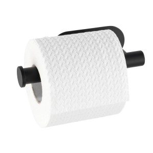 Wenko Turbo-Loc Toilettenpapierhalter Orea, Edelstahl, Schwarz matt mit Papierrolle.
