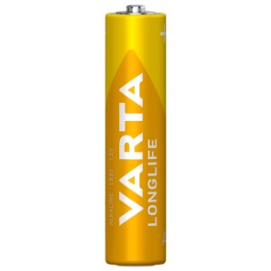 Gelbe Varta LONGLIFE Micro AAA Alkaline Batterie (LR03, 1.5V) für Fernbedienungen und Uhren.