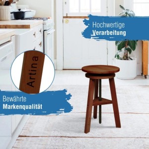 Artina Arles Malhocker aus Nussbaumholz, höhenverstellbarer Hocker für Künstlerbedarf.