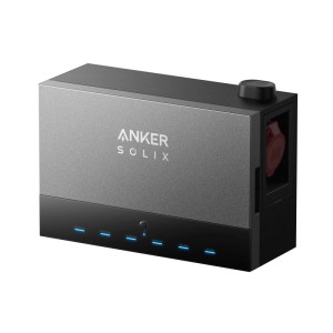 Anker Solix Power Dock mit 5,4 kWh Speicher für Balkonkraftwerke, graues Gehäuse.