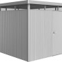 Biohort HighLine Metall-Gerätehaus, silber-metallic, 7,6 m² mit Einzeltür.
