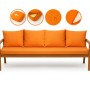 Orangefarbenes Bankkissen Set für 3-Sitzer Gartenbank, bestehend aus Sitz- und Rückenkissen.