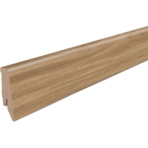 Sockelleiste Credenza Oak Eiche, 58 mm hoch, Eiche Dekor für saubere Wandabschlüsse.