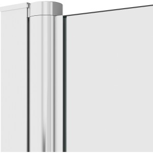 Detailaufnahme der baliv Dusch-Drehtür DUK-80.30T mit Chrom-Profil und Sicherheitsglas.