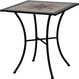 Quadratischer, grauer Siena Garden Gartentisch Stella, 64x64 cm, mit Sternmuster auf der Tischplatte.