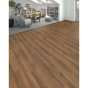 Living by Haro Laminat Eiche Langley Geräuchert im Wohnraum verlegt.