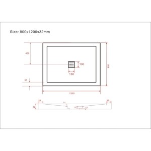 Glasdeals Duschwanne Duschtasse Acryl 32 mm SMC Steinlook 120 x 80 cm Schwarz 3864