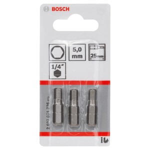 Bosch Schrauberbits Sechskant Extra Hard 25 x 5 mm 3-tlg.