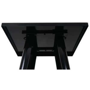 Detailansicht des schwarzen MCW Stehtisch A73 aus Metall mit quadratischer Tischplatte.