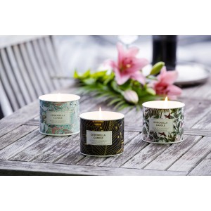 FlowerPower Citronellakerzen Tessa, 3 bunte Duftkerzen im Topf, Ø 9,5 cm.