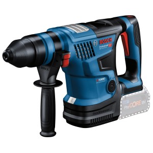 Bosch Professional Akku-Bohrhammer GBH 18V-34 im Koffer, blau, mit Zusatzhandgriff und Akku.