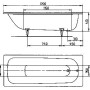 Technische Zeichnung Kaldewei Saniform Plus Rechteck-Badewanne 170x70 cm mit Maßangaben.