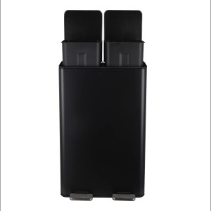 Spirella Kosmetikeimer Aliya, 2x30L, Schwarz Matt, Trennmülleimer mit zwei Fächern und Pedal.