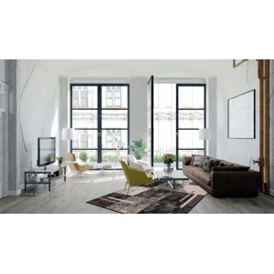 Moderner Teppich Moda grau-elfenbein (120x170 cm) im Wohnzimmer.