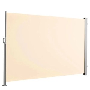 Floordirekt Seitenmarkise Ausziehbar Alu Sichtschutz Blickdicht Beige 200 x 350 cm