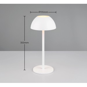 Weiße Reality LED-Tischleuchte Ricardo, dimmbar, Ø 13,5 cm.