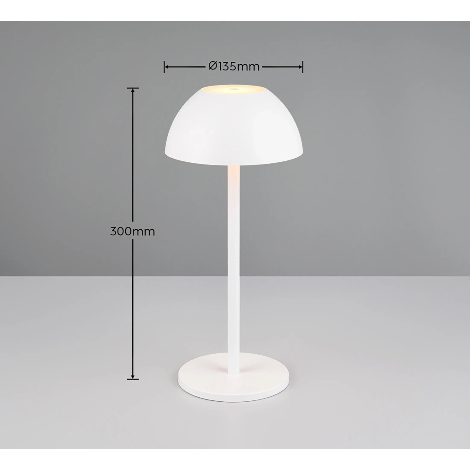 Weiße Reality LED-Tischleuchte Ricardo, dimmbar, Ø 13,5 cm.