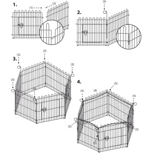 Dobar Freilaufgehege-Set, 6-eckig, Aufbauanleitung in 4 Schritten.