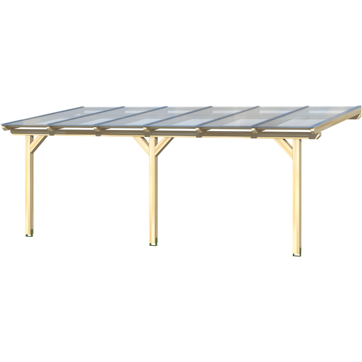 Skan Holz Terrassenüberdachung Andria, 648x250 cm, Leimholz Nussbaum mit Polycarbonat-Doppelstegplatten.