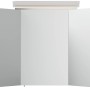 Posseik Spiegelschrank, 100 cm, Weiß Hochglanz, mit LED-Lampe und Glasböden. Badmöbel.