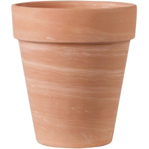 Deroma Pflanztopf Alto Duo, Ø 22 cm, Terrakotta, weiß gestreift, für den Außenbereich.