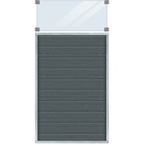Plus Holz Sichtschutzzaun Artura WPC Schiefergrau mit Glas 90 cm x 175 cm