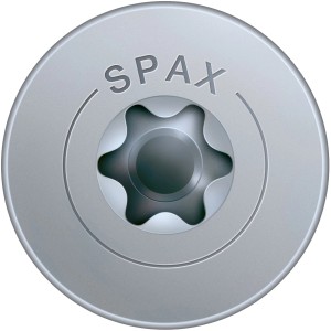 Detailaufnahme: Spax Universalschraube, Flachkopf mit T-Star plus Antrieb.