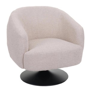 MCW Loungesessel J76, creme-beige, mit Drehfuß. Gemütlicher Sessel für Wohnzimmer und mehr.