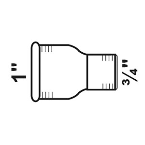 Abbildung einer Reduzier-Doppelmuffe, verzinkt, mit Gewinde 1 Zoll und 3/4 Zoll.