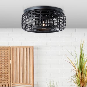 Brilliant Deckenleuchte Crosstown Ø 45 cm Holz dunkel und Schwarz