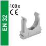 Graue Klemmschelle EUCSB32/100 EN 32, 100er Pack für Kabelkanäle.