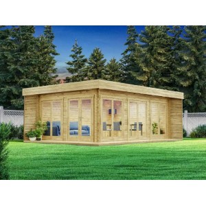 Alpholz Gartenhaus Viva B mit Flachdach, tauchimprägniert, 492x668 cm, Holz-Gartenhaus mit Fenster.