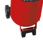 Detailaufnahme: Roter Einhell Kompressor TH-AC 240/50/10 OF mit Rad und Standfuß.