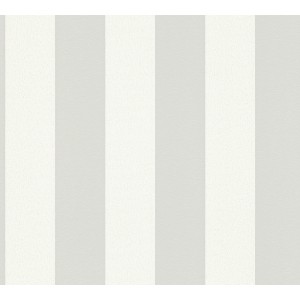 A.S. Création Vliestapete mit Blockstreifen in Grau und Weiß.