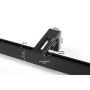 Schwarze 1-läufige Deco-Raum Gardinenschiene aus Aluminium mit Wandhalterung. Detaillierte Maße des Loft-Profils und der Befestigung.