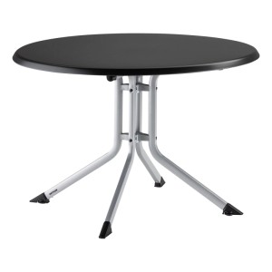 Kettler Klapptisch Boulevard, rund, Ø 115 cm, silber-anthrazit. Gartentisch mit Klappfunktion und wetterfestem Material.