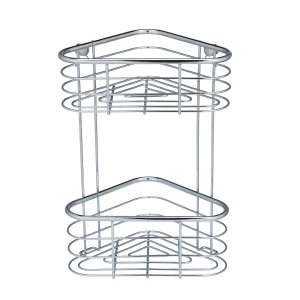 WENKO Eckregal Trestina aus Edelstahl mit 2 Etagen für Badutensilien.