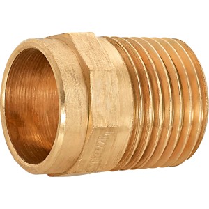 Löt-Übergangsnippel aus Rotguss, 12 mm x 21 mm (R 1/2), für Kupferrohre.