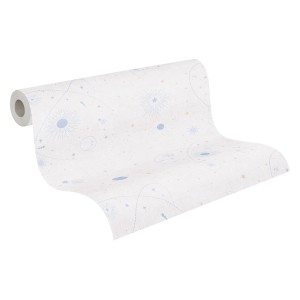 A.S. Creation Vliestapete Weltall beige-blau, mit Sternen und Planeten auf Rolle.