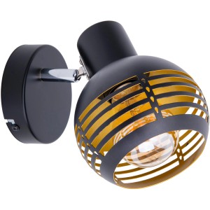 Schwarzer Näve Wand- und Deckenspot Casco mit goldfarbener Innenseite.