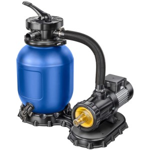 BWT Sandfilteranlage Premium für Achtformpool-Set, blaue Filteranlage mit Pumpe für Pools.