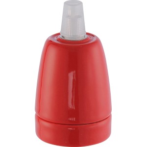Rote E27 Lampenfassung für Retro-Look, kombinierbar mit Textilkabel.
