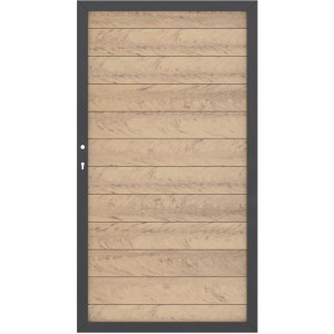Sichtschutzzaun Tor System WPC Classic Sand/Anthrazit DIN Links 98 x 180 cm