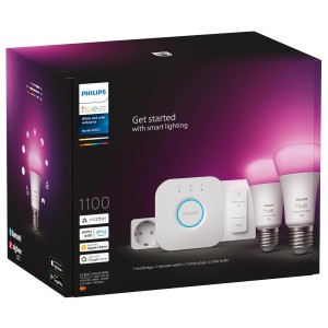 Philips Hue Starter-Set mit 2 E27 Leuchtmitteln, Bridge, Dimmer und Smart Plug in Originalverpackung.