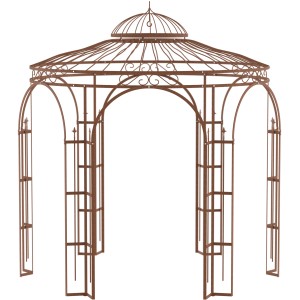 Unbeschichteter Eleo Pavillon Milano aus Metall, 300 cm x Ø 290 cm, mit filigranem Schmiedeeisen-Design.