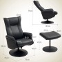 Schwarzer HOMCOM Relaxsessel aus Kunstleder mit Hocker. Der Loungesessel ist drehbar und neigbar für optimalen Komfort.