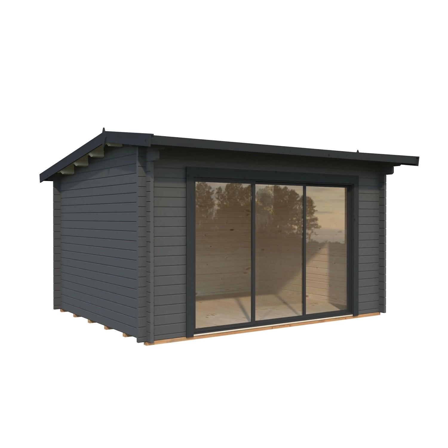 Palmako Gartenhaus Ines Slide Plus 390 x 300 cm Lackiert Grau-Anthrazit FSC®_2