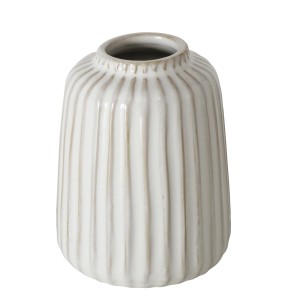 Weiße Boltze Vase Ortega mit Reliefstruktur, 11 cm hoch. Dekorative Blumenvase für Wohnräume.